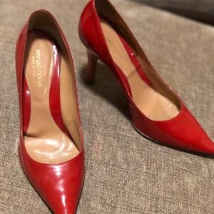 Sergio Rossi red patent leather pumps